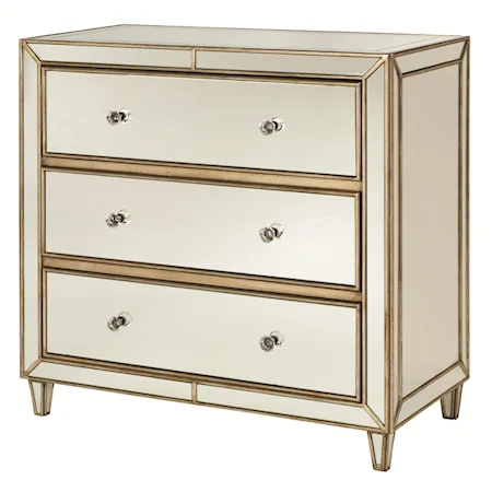 Mirrored 3 Drawer Chest with Crystal Knobs